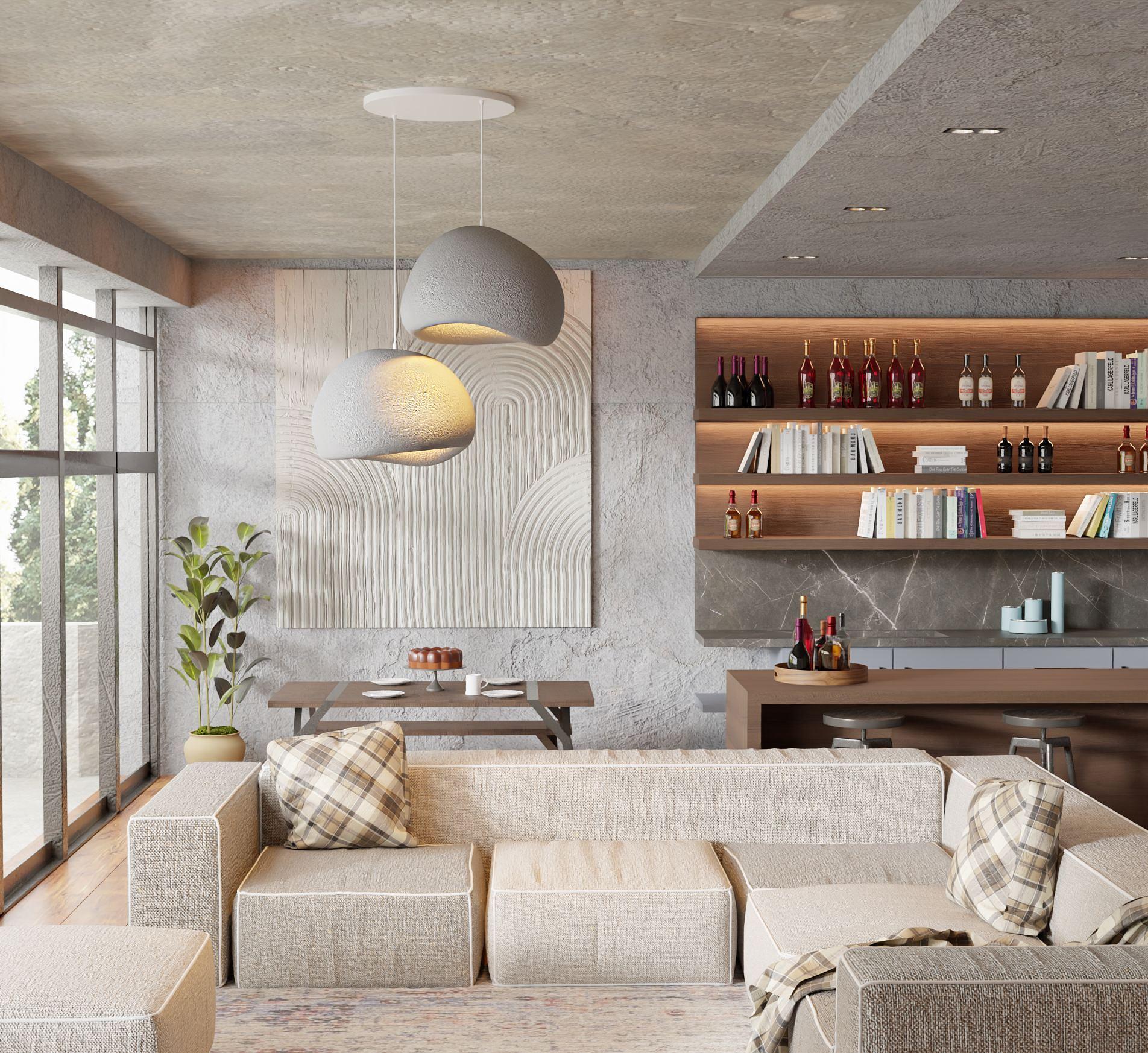 2-Flammig Wabi Sabi Barecasts Pendelleuchte Beton Grau 3