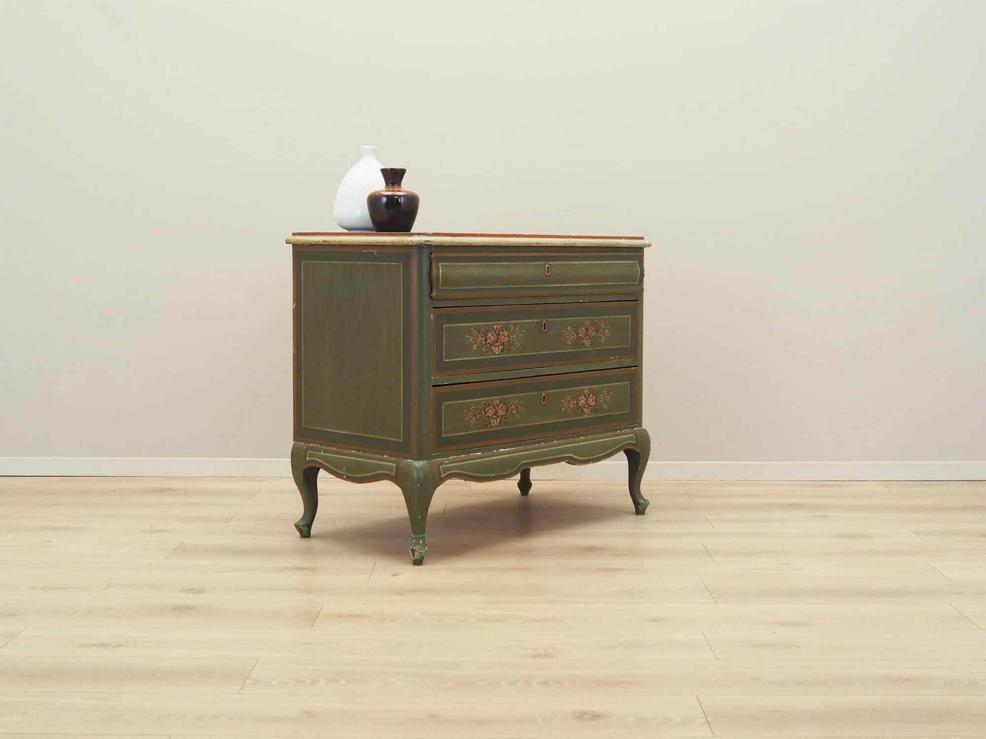 Vintage Kommode Kiefernholz Grün 1950er Jahre 4