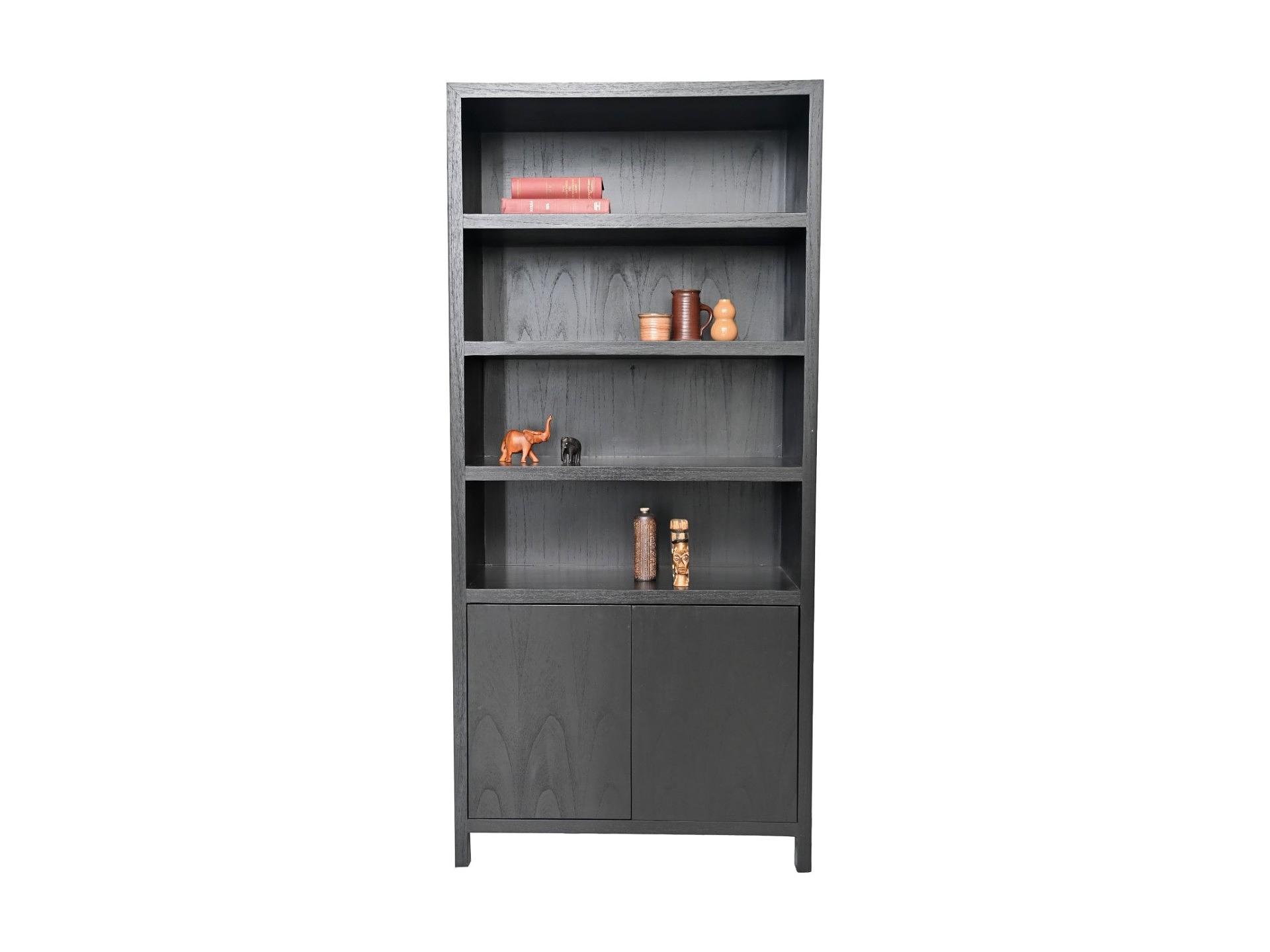 Wandregal Teakholzfurnier Schwarz 2
