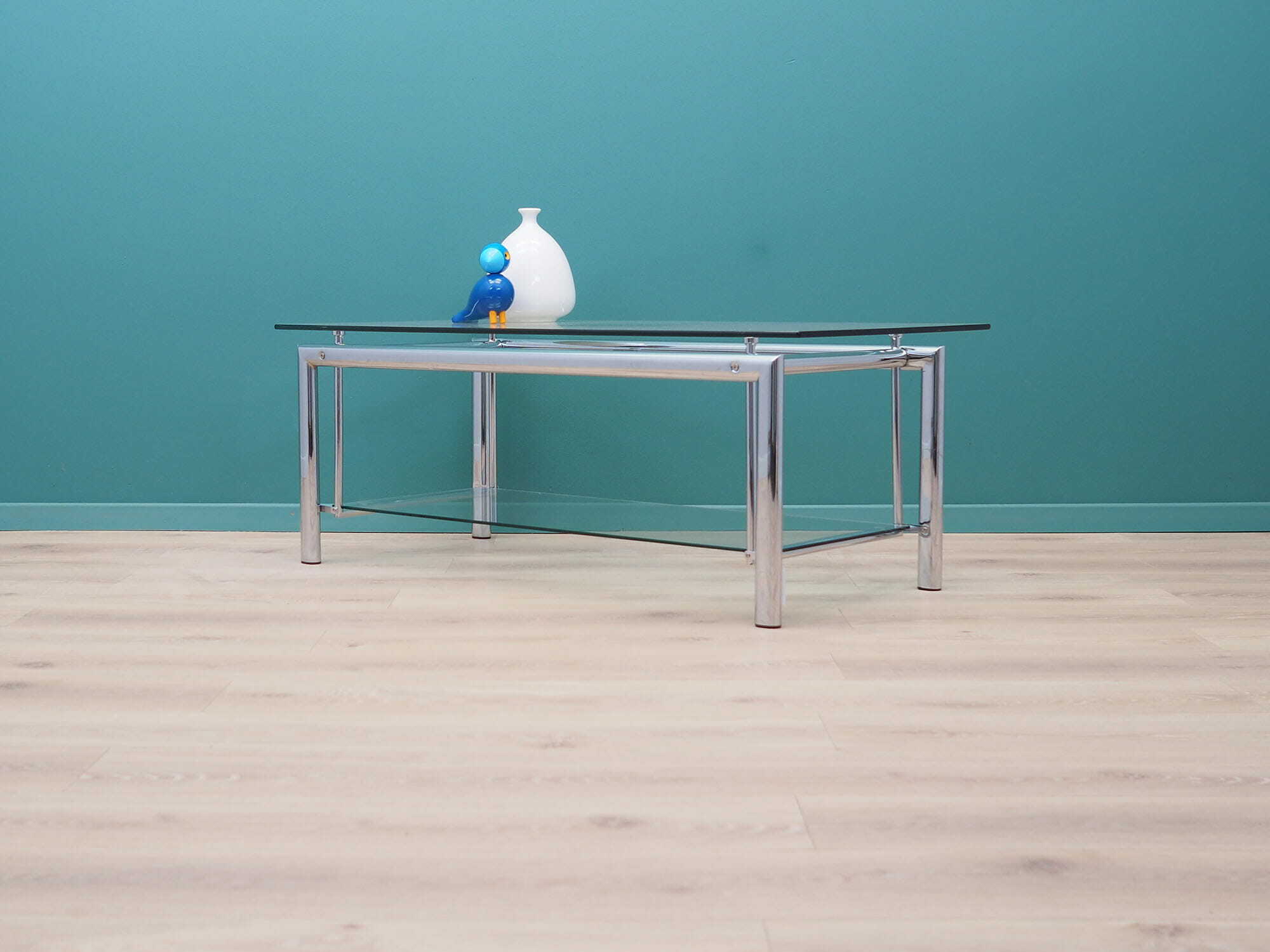 Vintage Coffee Table Glass Metal Transparent 1970s 3