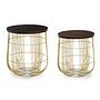 2x Agra Round Side Table Mango Wood Brass 0