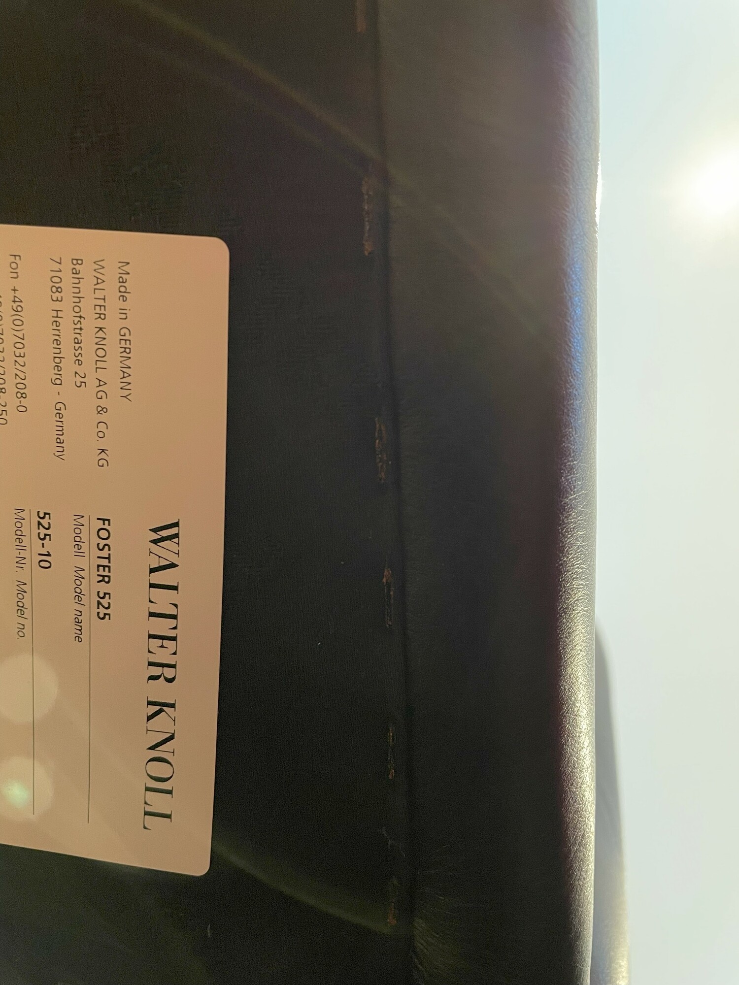 2x 525 Foster Walter Knoll Armchair with Armrests Leather Black 5