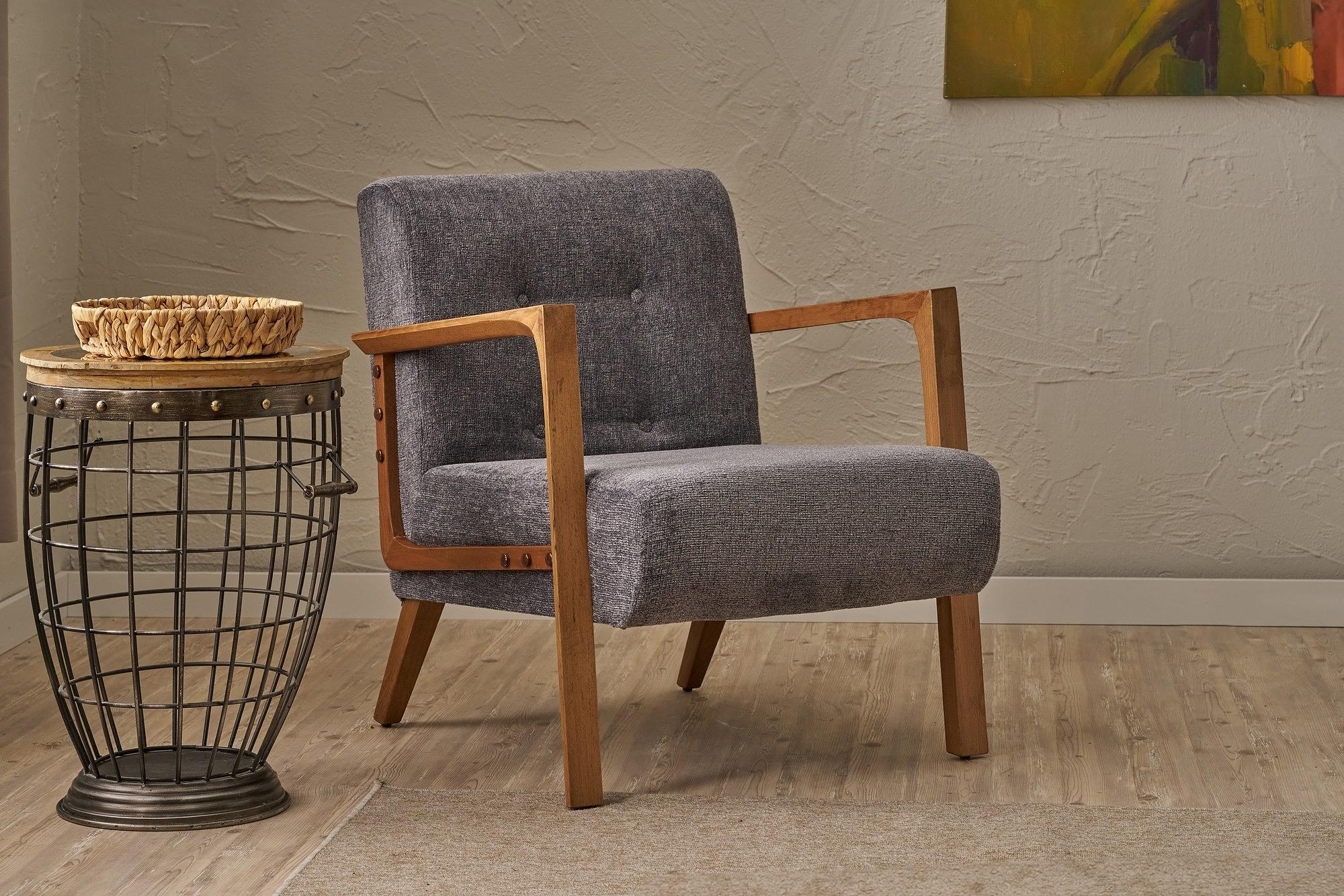 Kemer Sessel Holzfurnier Grau 0