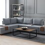 Schlafsofa Récamiere Links Polyester Holz Grau 0