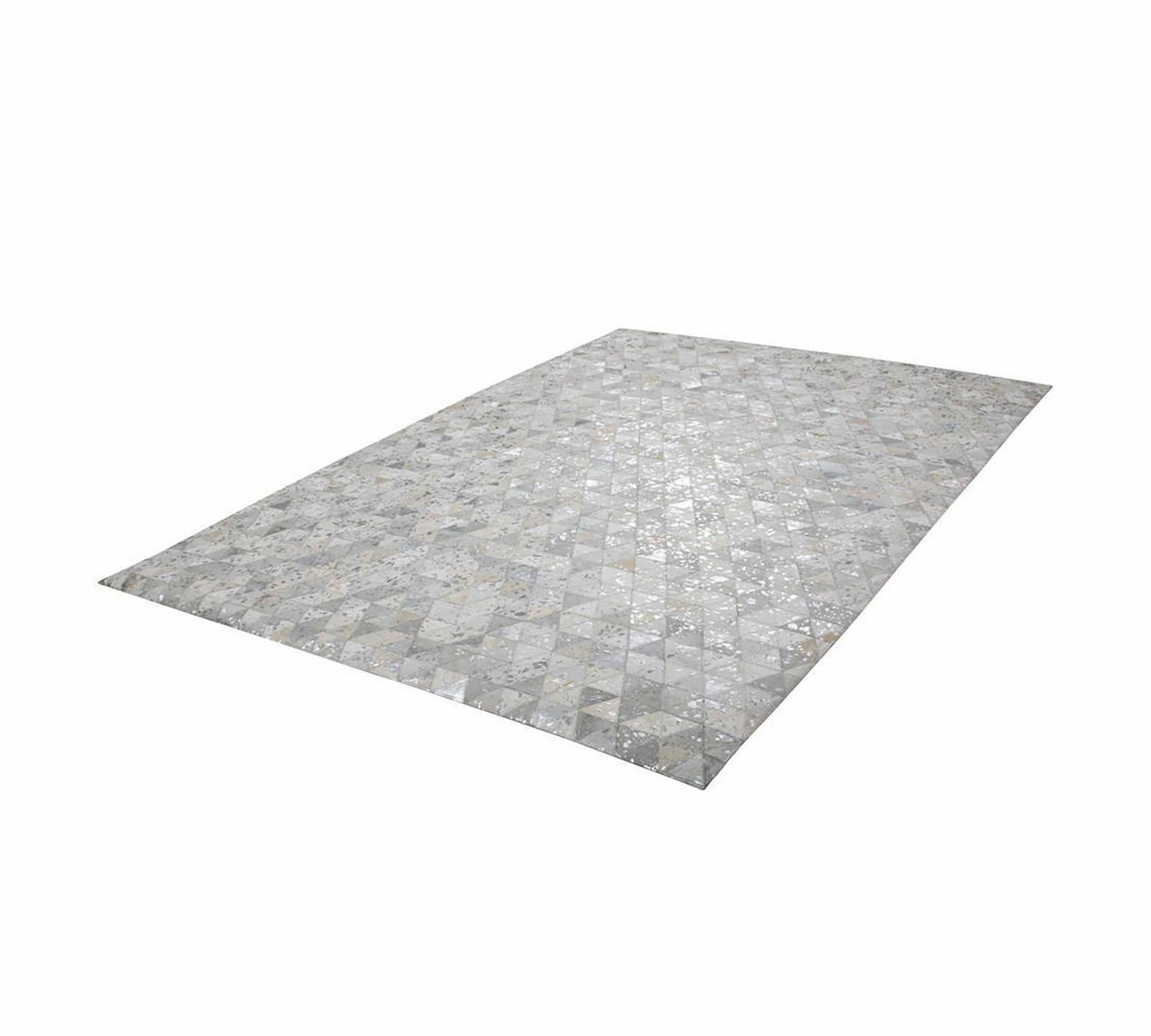 Fellteppich Leder Silber 120 x 170 cm 1