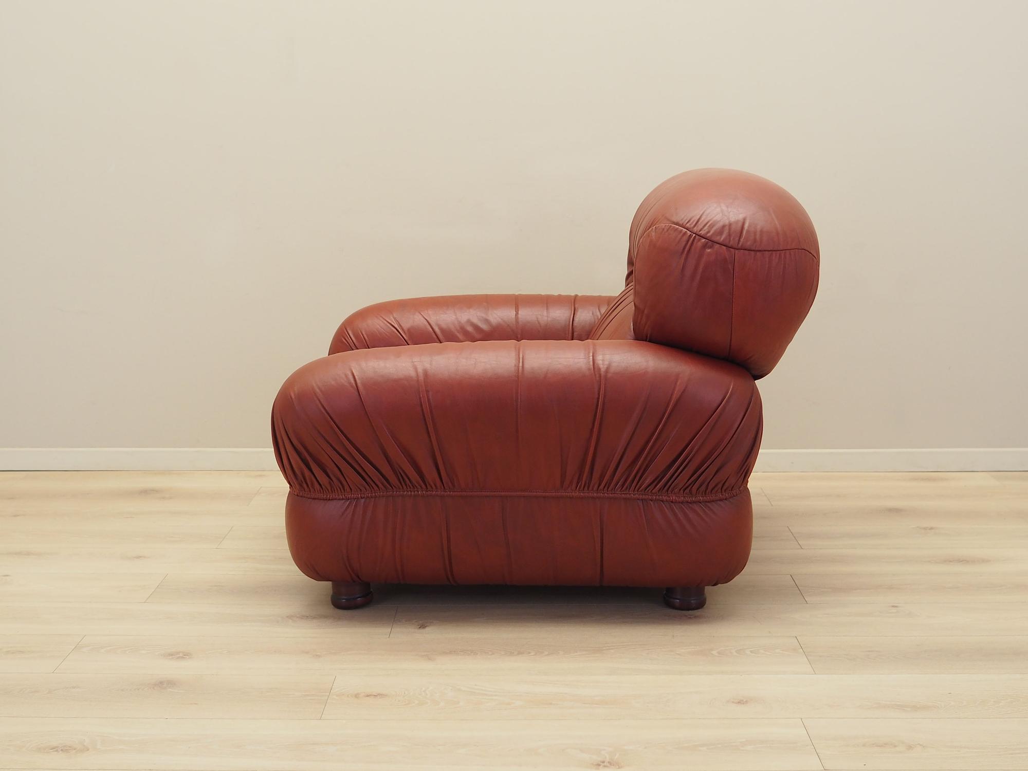 Sessel Leder Weinrot 1970er Jahre 4