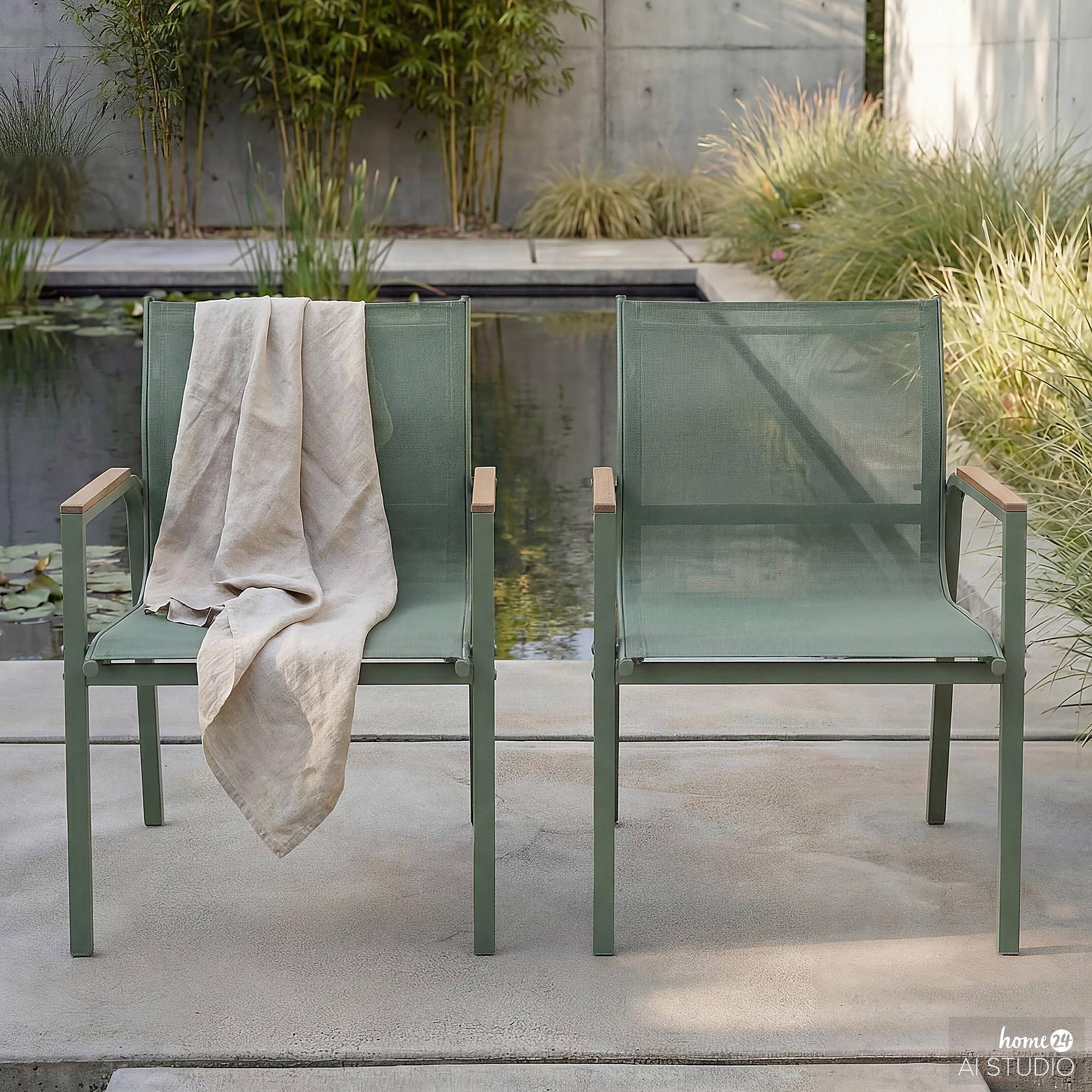 Garden Chair Alora Set of 2 Steel Olefin Green 0