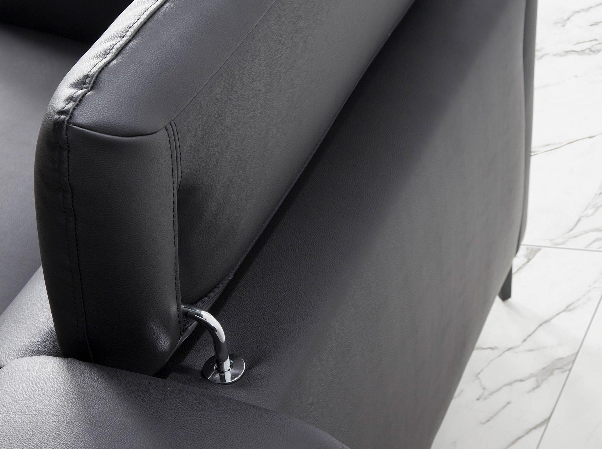 Sofa 4-Sitzer Récamiere Rechts Leder Schwarz 7