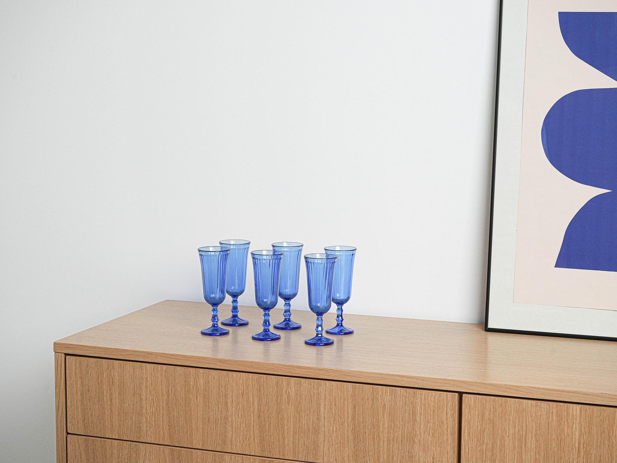 Champagnergläser-Set Kobaltblau 1970er Jahre 1