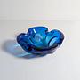 Vintage Aschenbecher Glas Blau 1970er Jahre 5