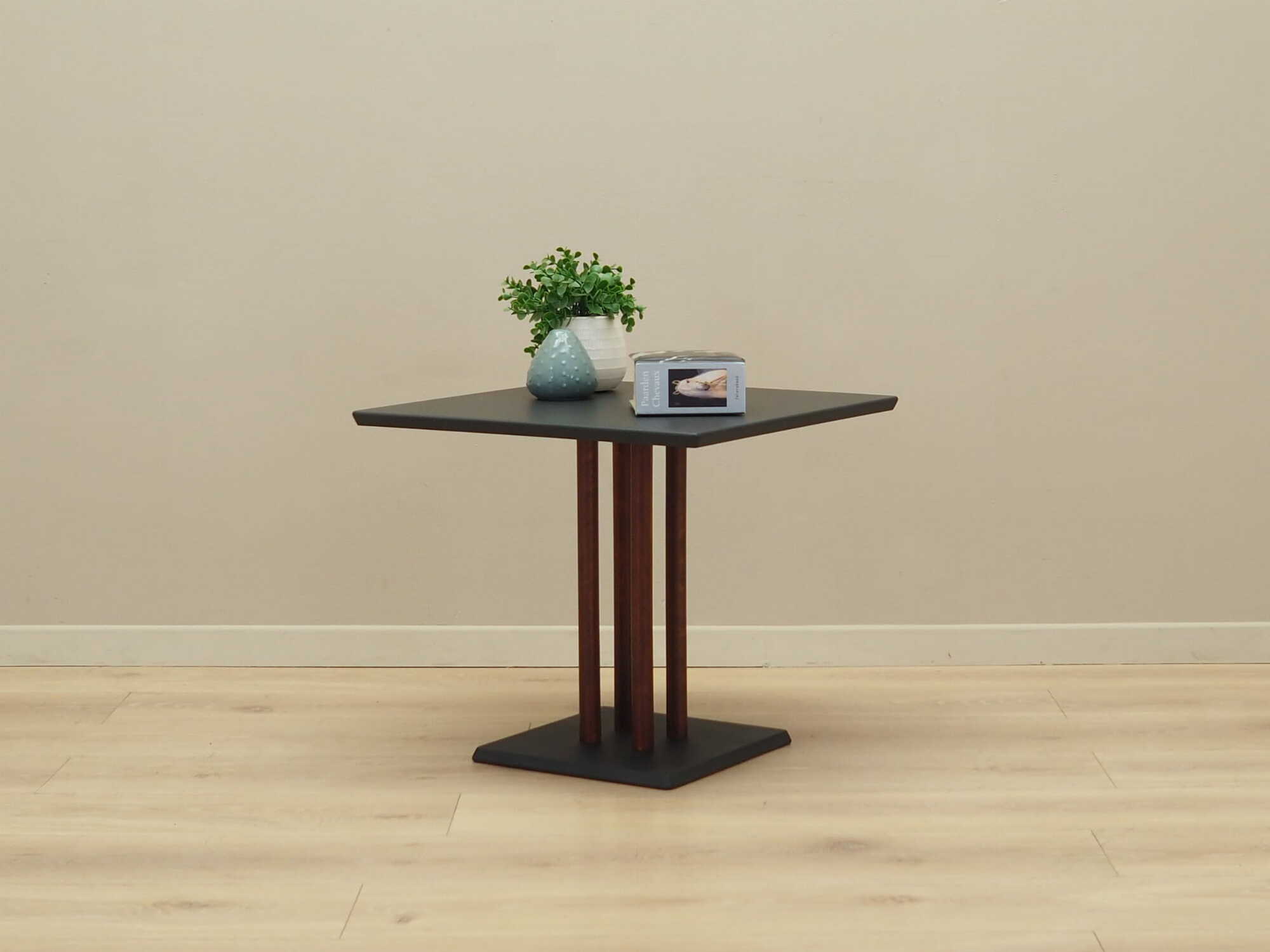 Vintage coffee table wood brown black 1980s 1