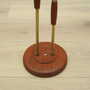 Vintage Ashtray Teak Wood Metal Brown 1970s 3