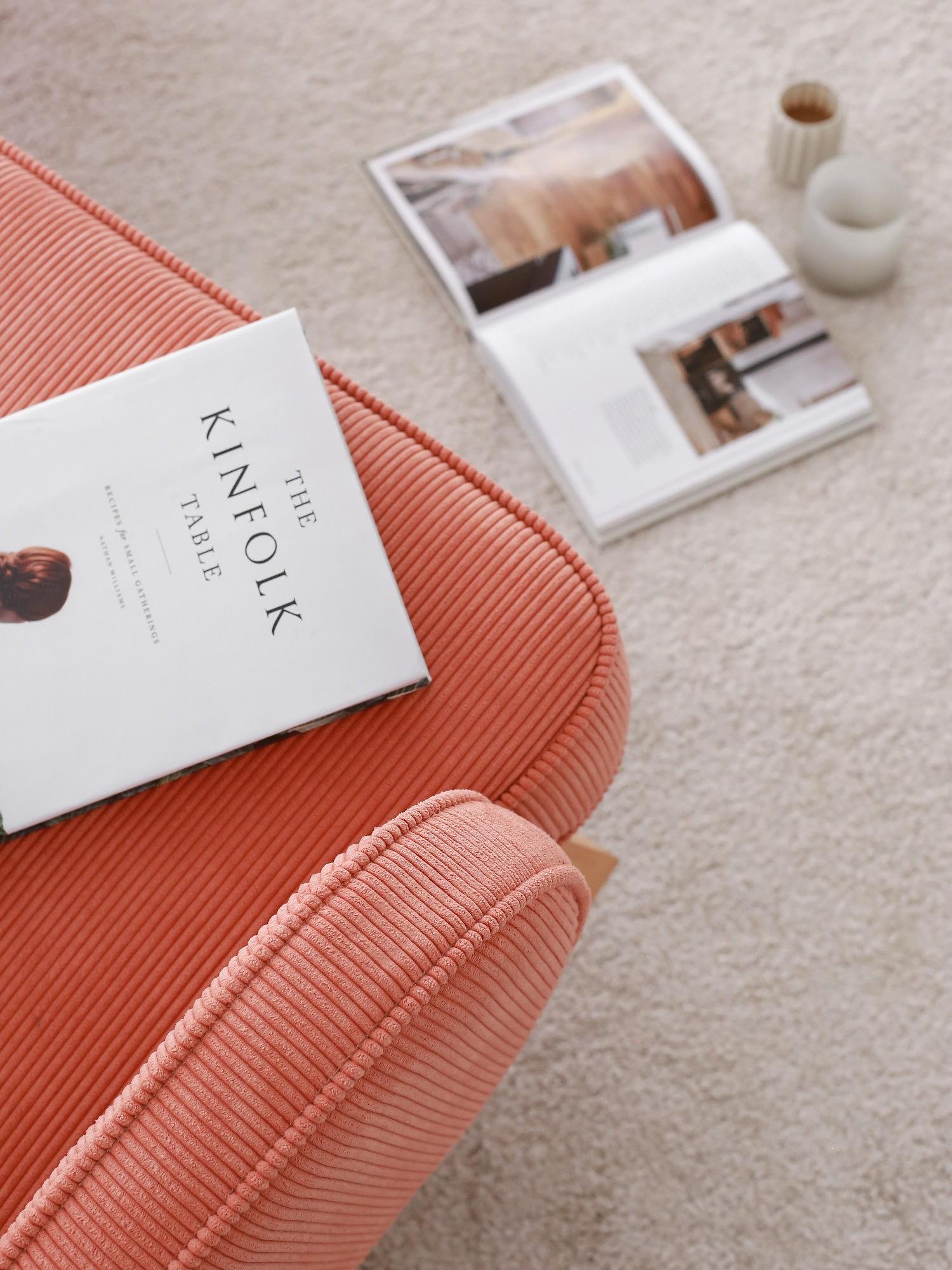 Yoko armchair velvet coral orange 3