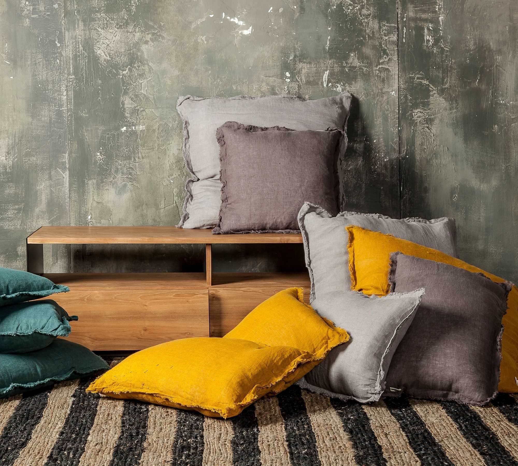 Kissenhülle Naturleinen Hellgrau 65 x 65cm 2