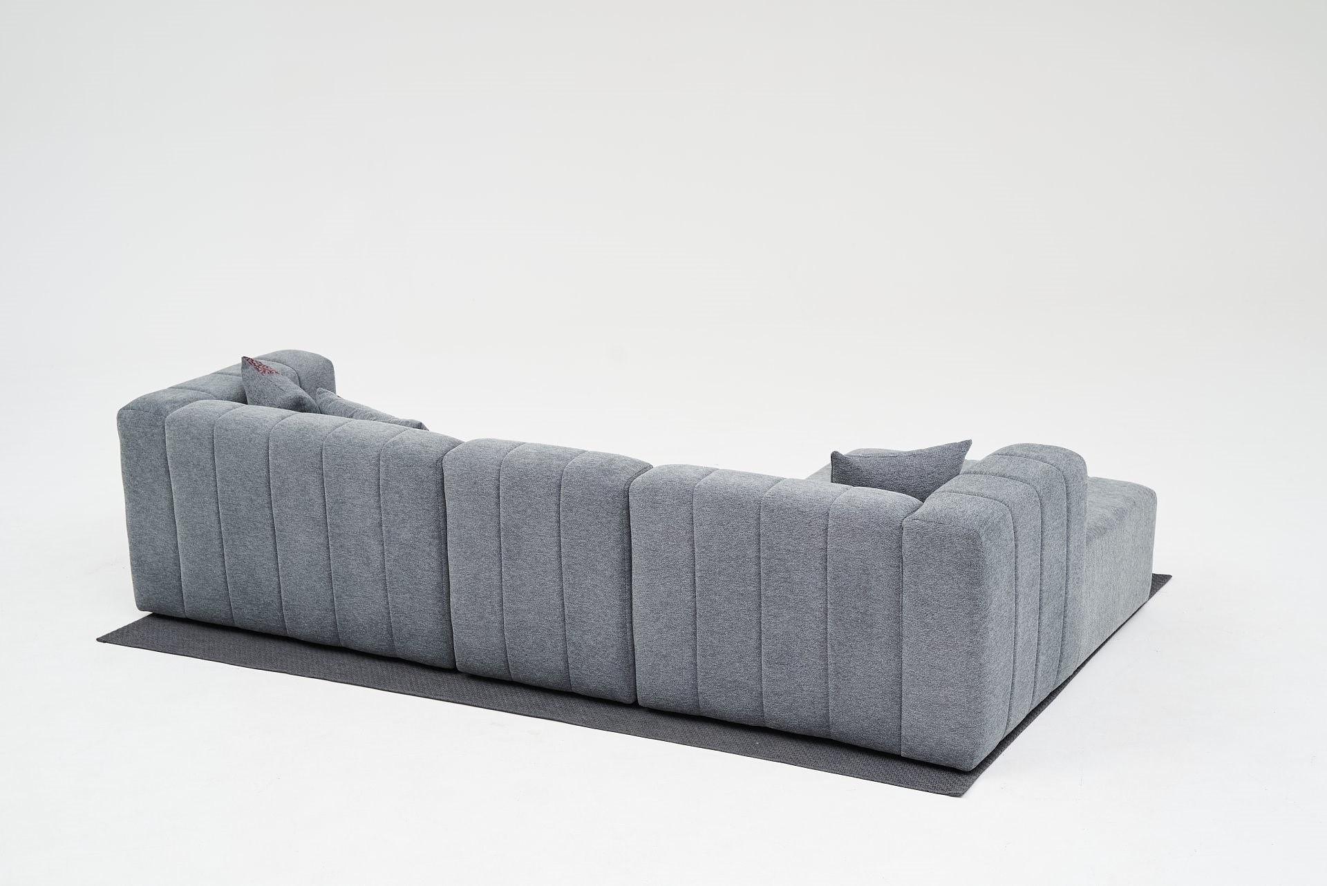 Beyza Sofa Récamiere Links mit Hocker Grau 8