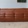 Togo Sofa 3-Sitzer Hochglanzleder Whiskybraun 3