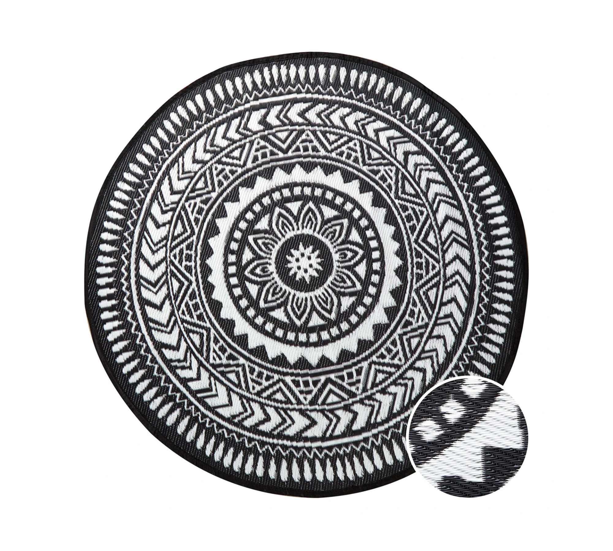 Outdoor Teppich Schwarz Weiß 0