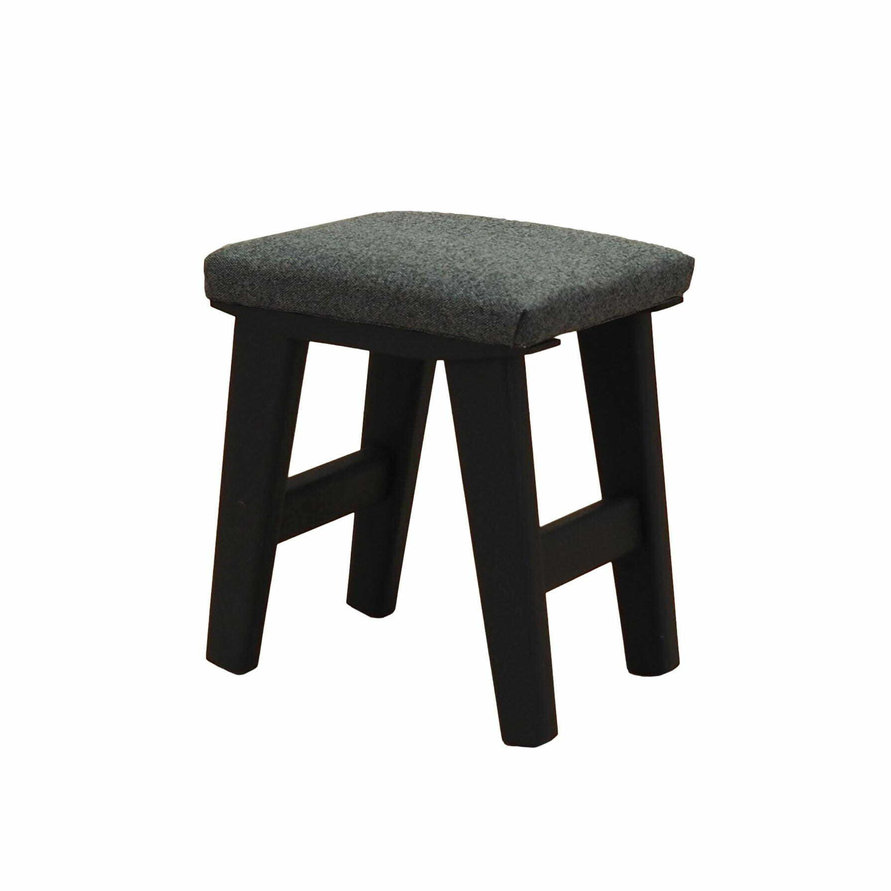 Vintage stool textile wood grey 1980s 0