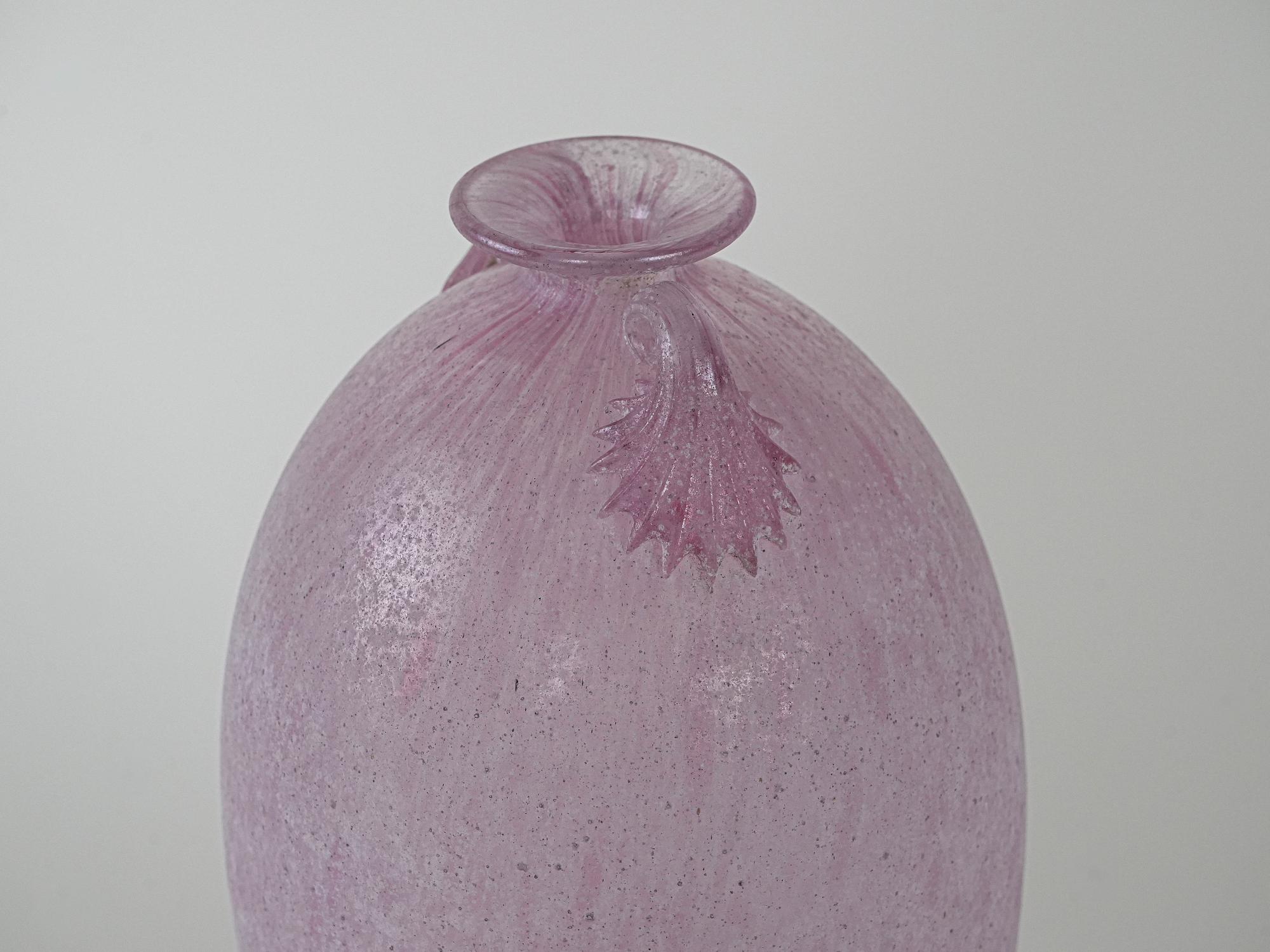 Glasvase Muranoglas Lila 1970er Jahre 6