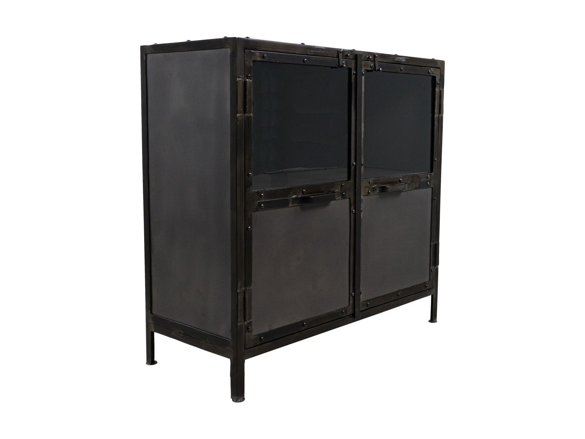 Brooklyn Schrank mit 2 Türen Metall Glas 1