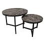 2x Runder Beistelltisch Marmor Metall 1