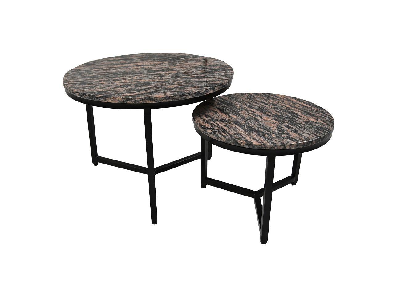 2x Runder Beistelltisch Marmor Metall 1