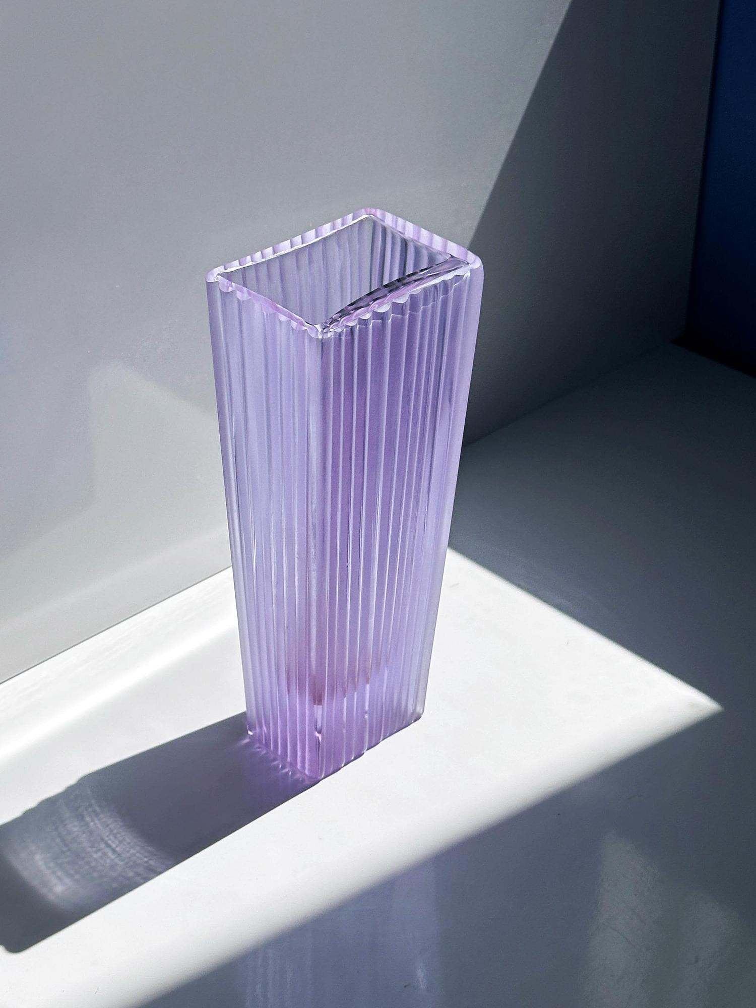 Vintage Blockvase Glas 1960er Jahre 4
