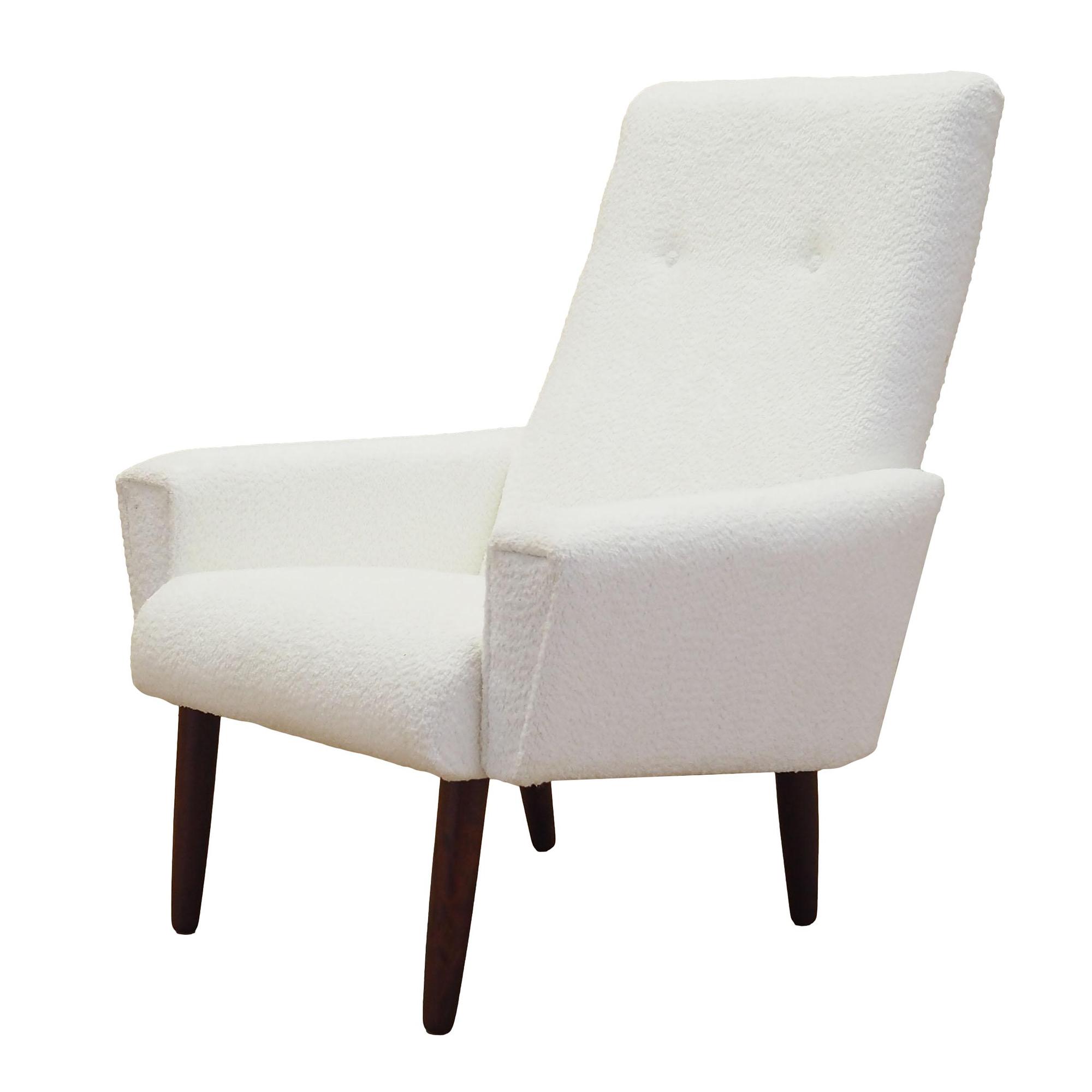Poltrona in tessuto bianco anni '70 0