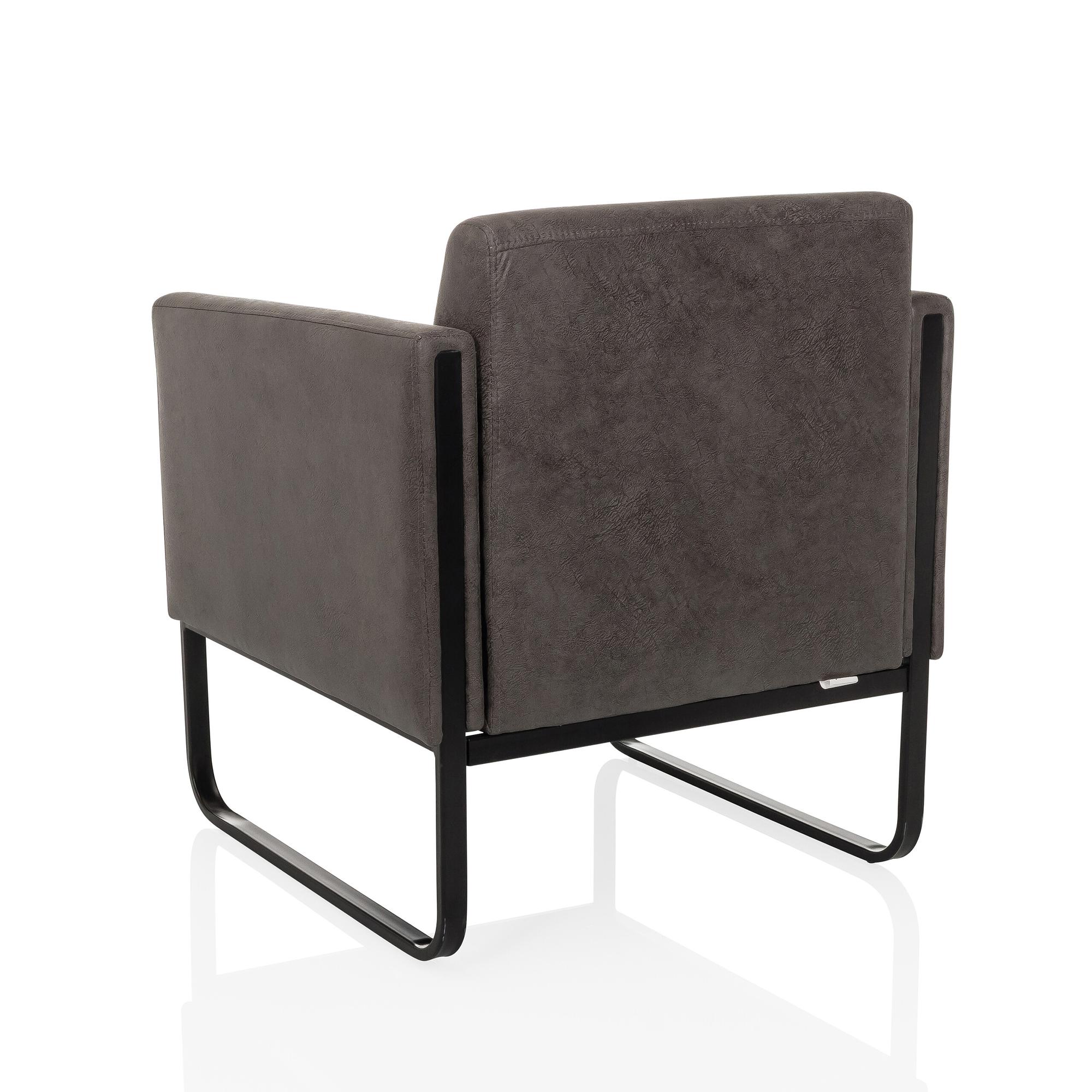 Aruba Retro Loungesessel Kunstleder Grau 9