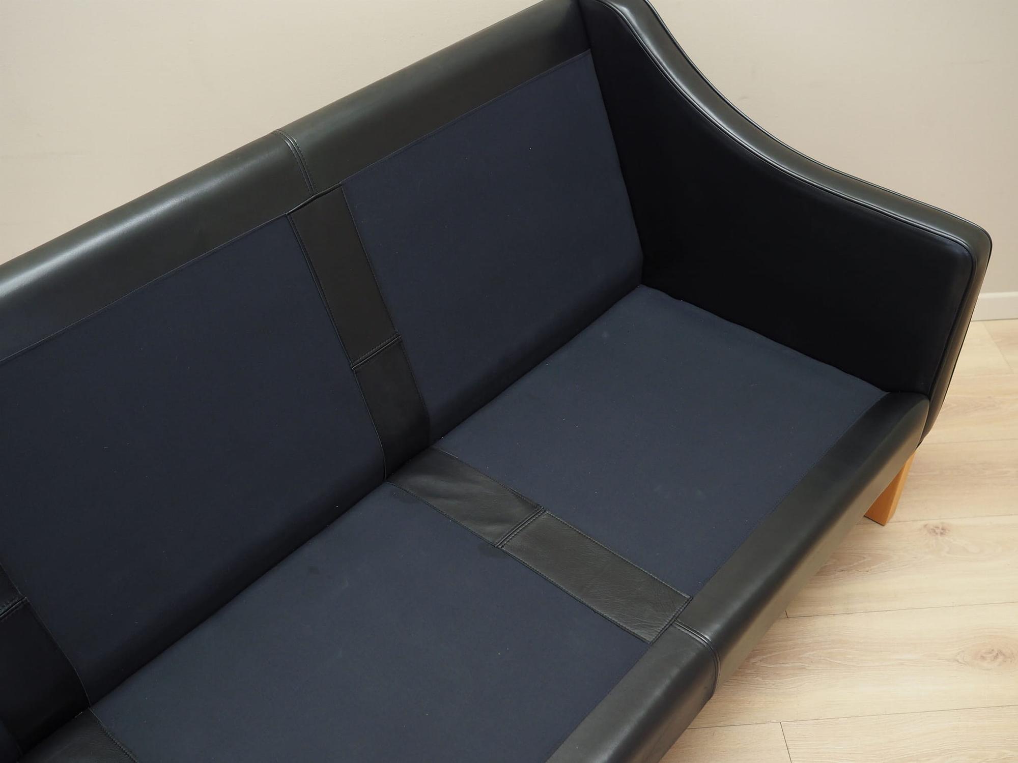 Sofa Leather Black 1970s 14