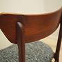 4x Vintage Dining Chair Teak Wood Textile Brown 1970s 10