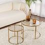 2x Gold Coffee Table Set Gold Transparent Ø80cm Ø60cm Ø42cm 3
