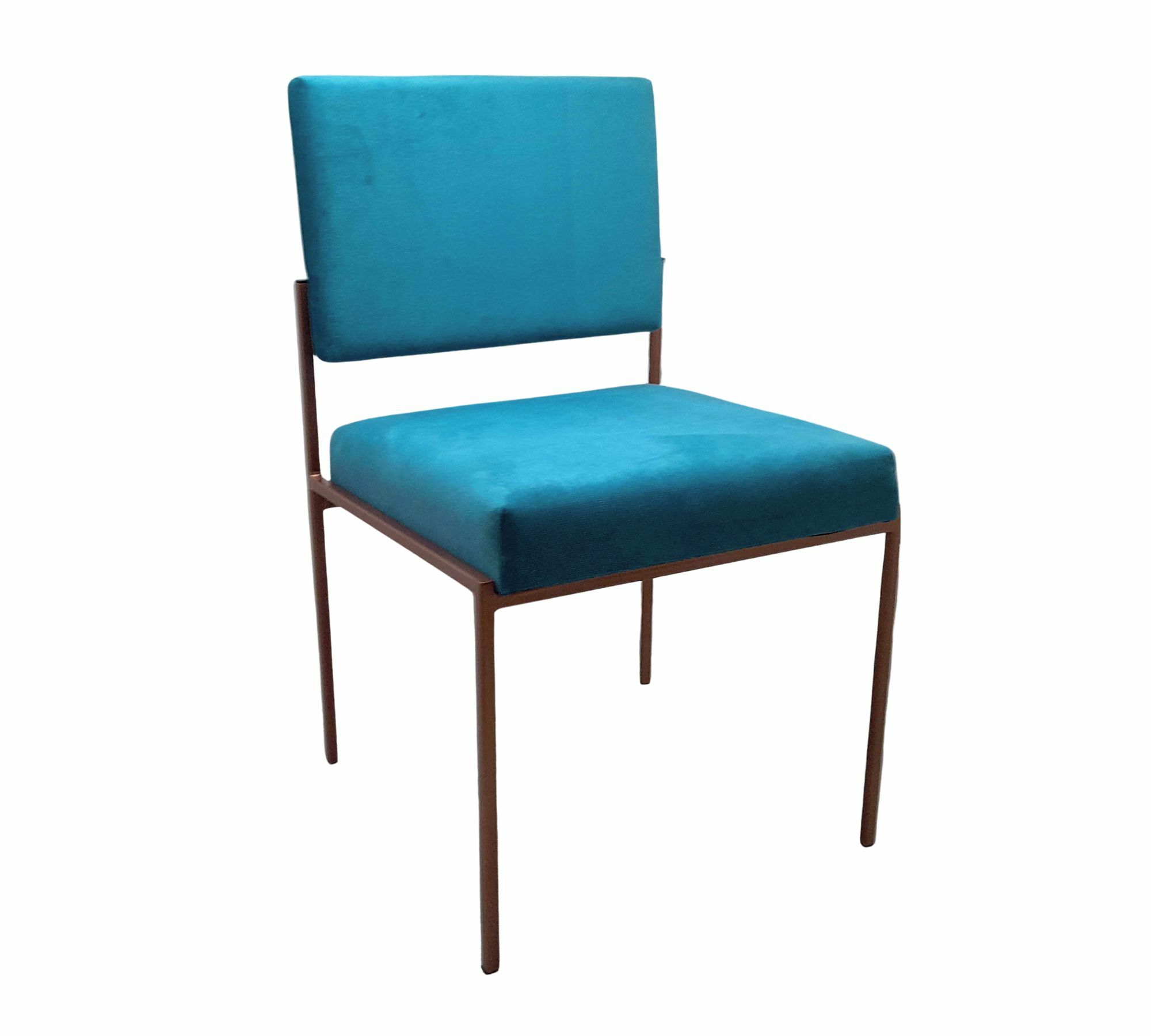 Cube Esszimmerstuhl Samt Ozeanblau Kupfer 2