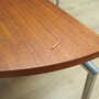 Vintage table, half-round, teak wood, metal, brown, 1970s 9