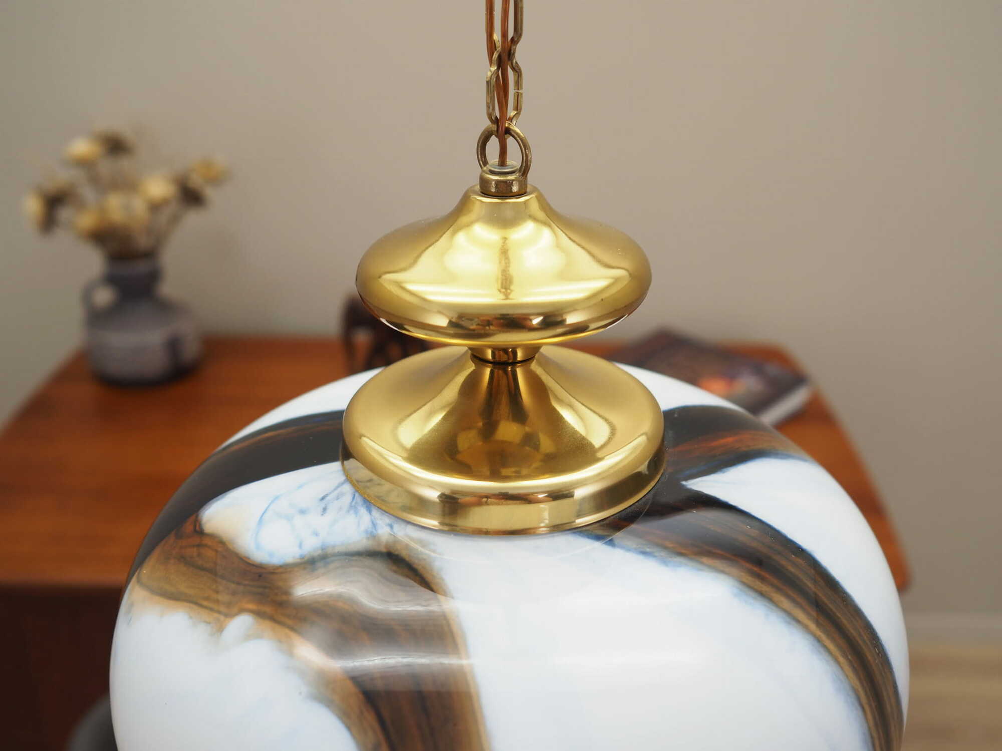 Vintage pendant lamp glass metal multicolor 1970s 4