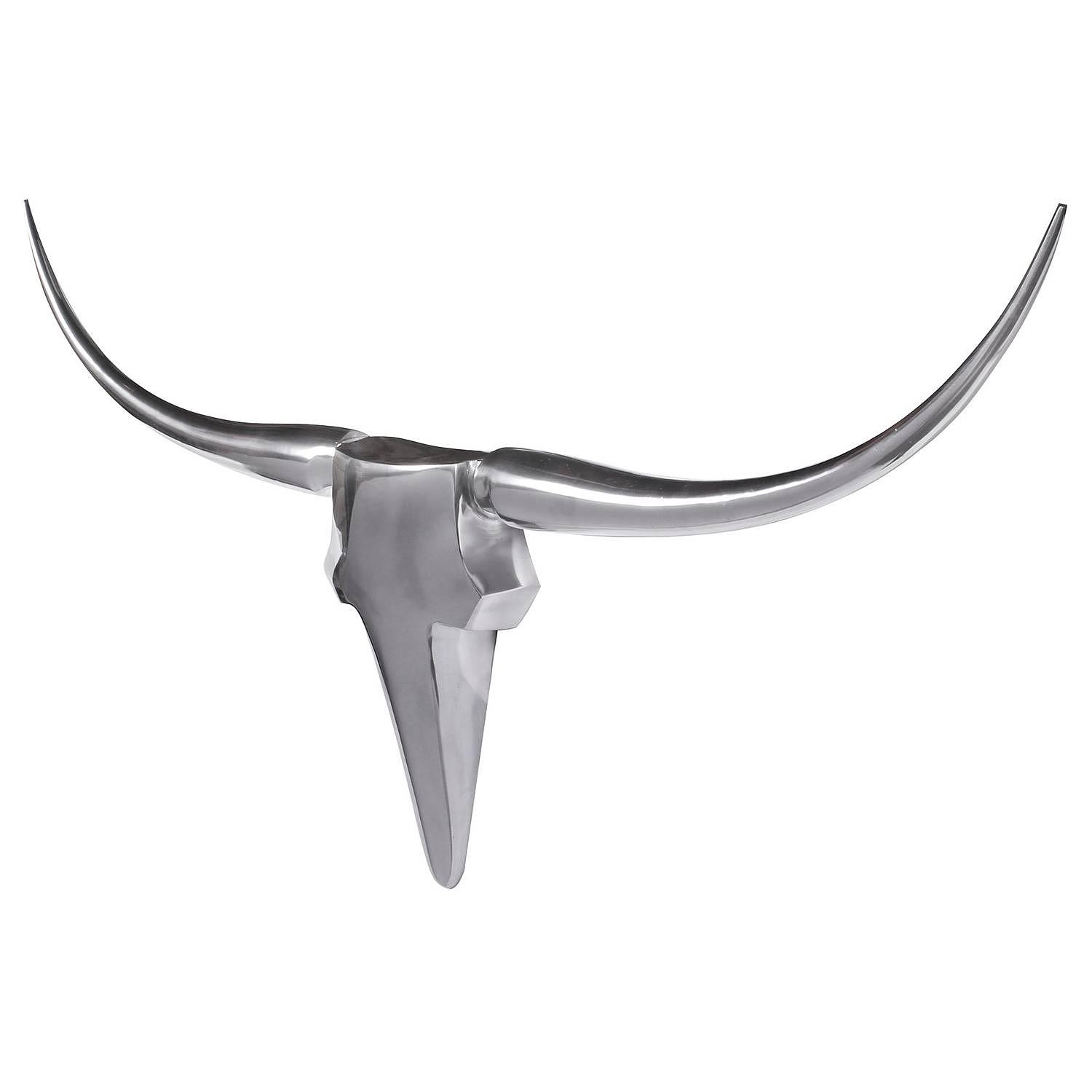 Bull Wanddeko Aluminium Silber 3