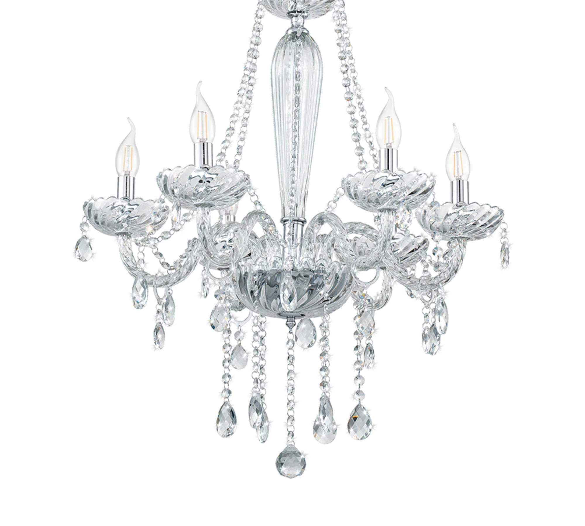 Kronleuchter 6-flammig Glas Stahl 1