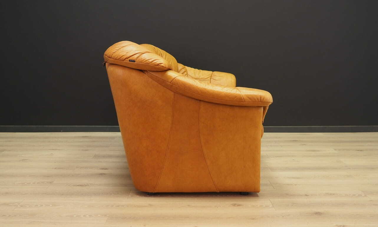 Vintage Sofa 3-seater and armchair Leather Cognac 1970s 7