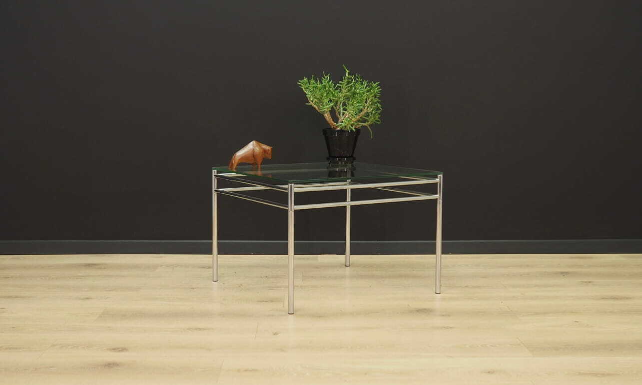 Vintage side table glass metal transparent 1960s 4