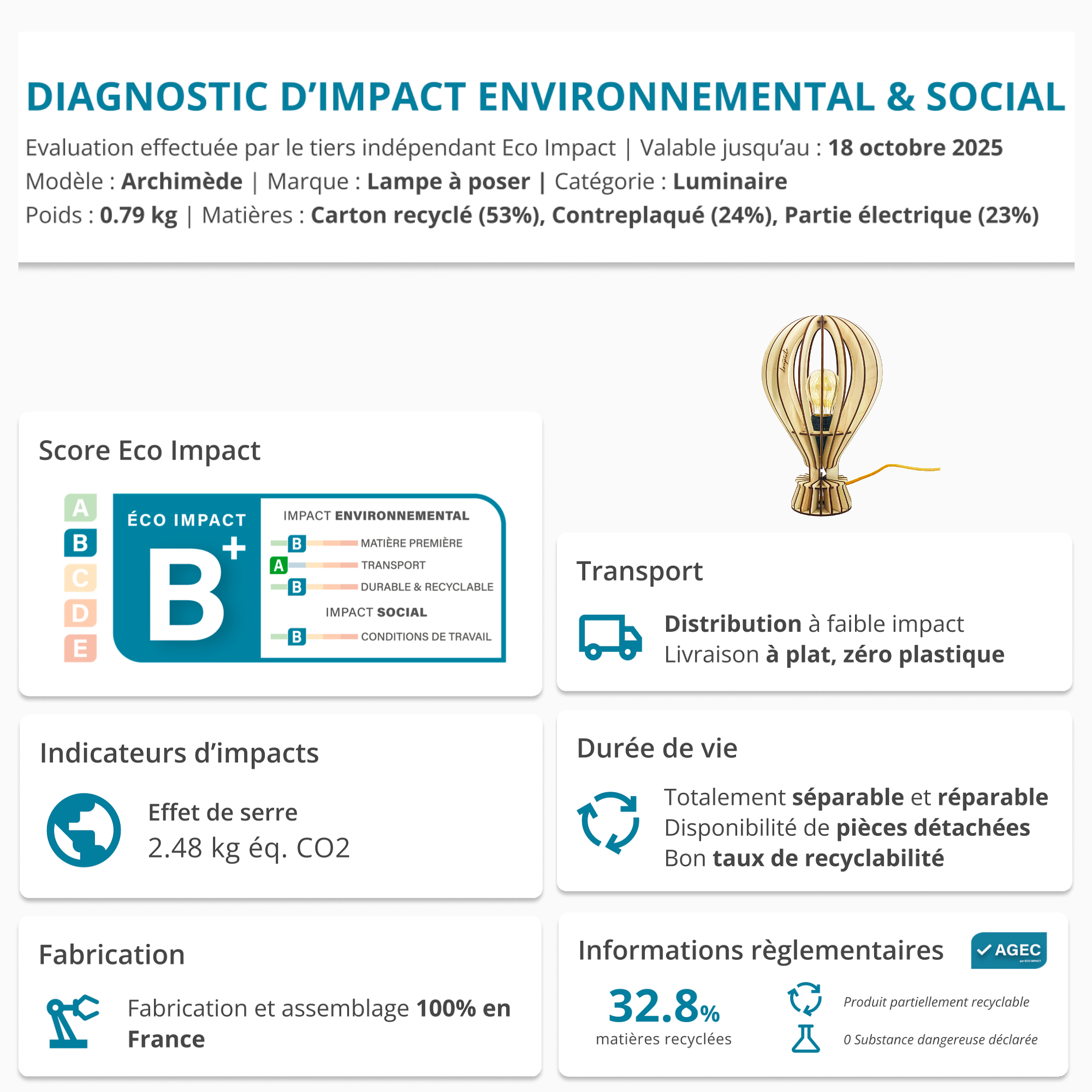 Archimède Baladeuse Tischlampe Holz 9