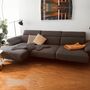 Sofa Récamiere Links mit Hocker Webstoff Metall Grau 0