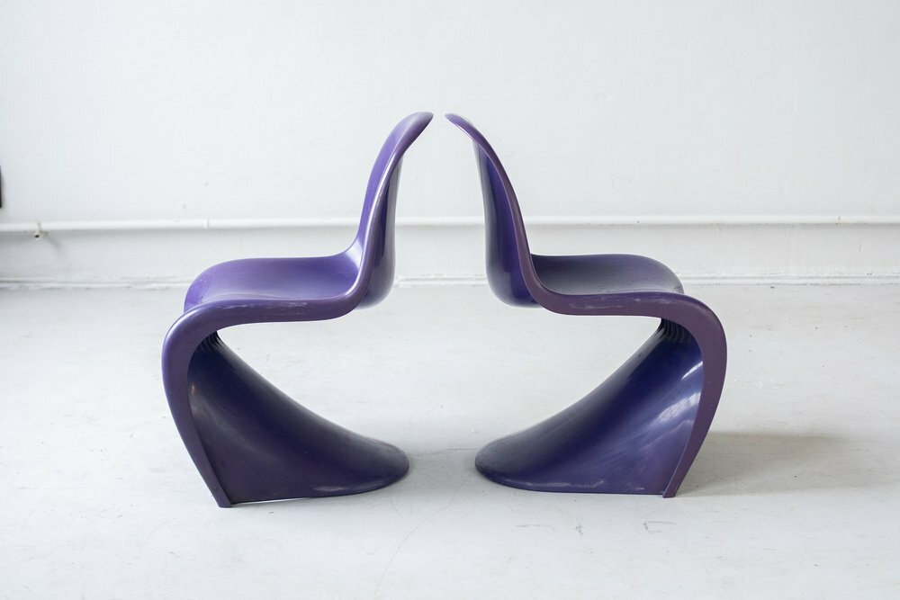 5x Vintage Verner Panton Stuhl Kunststoff Violett 5