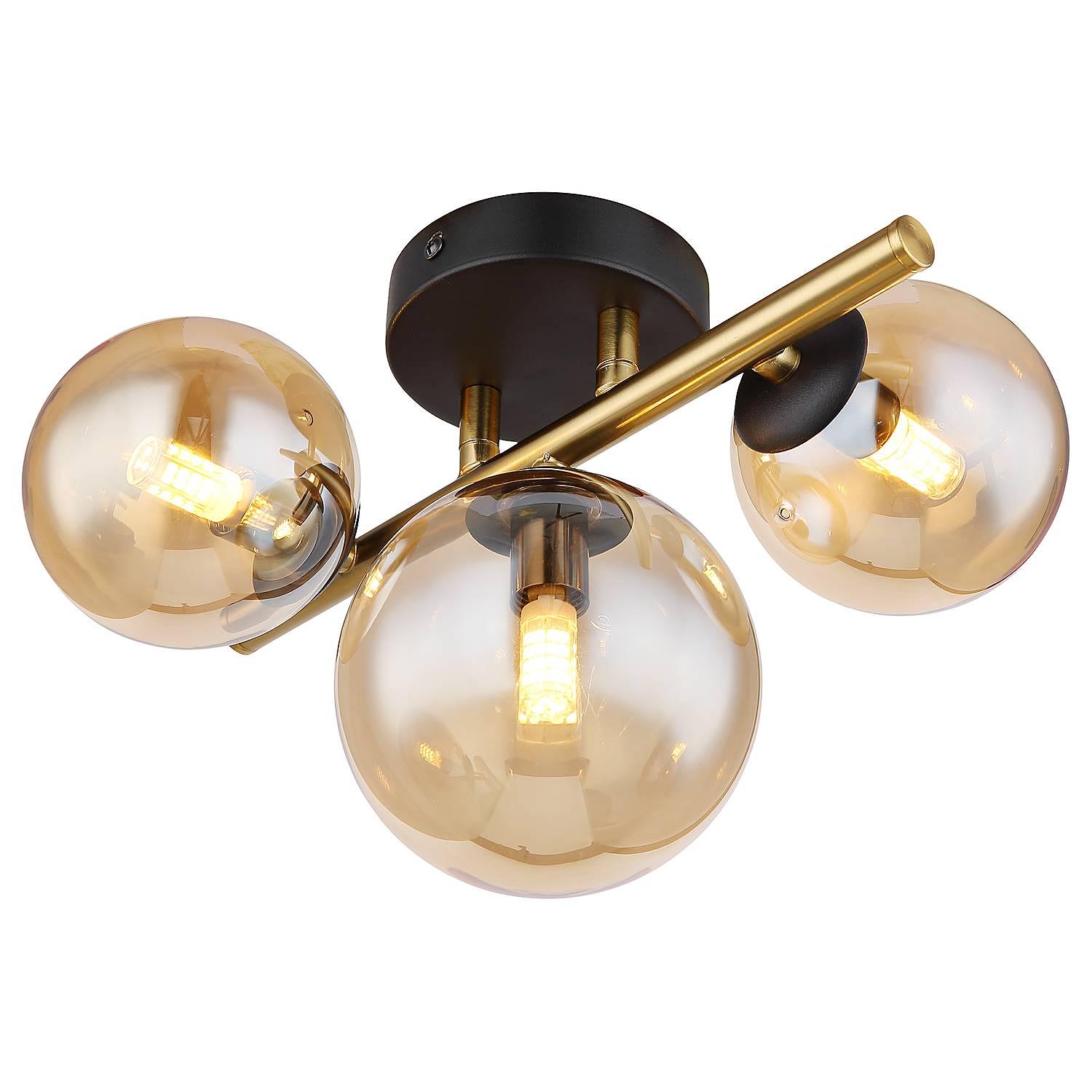 3-light LED ceiling light Riha Type B colored glass iron 0