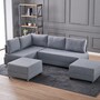 Schlafsofa Récamiere Links Polyester Holz Grau 2