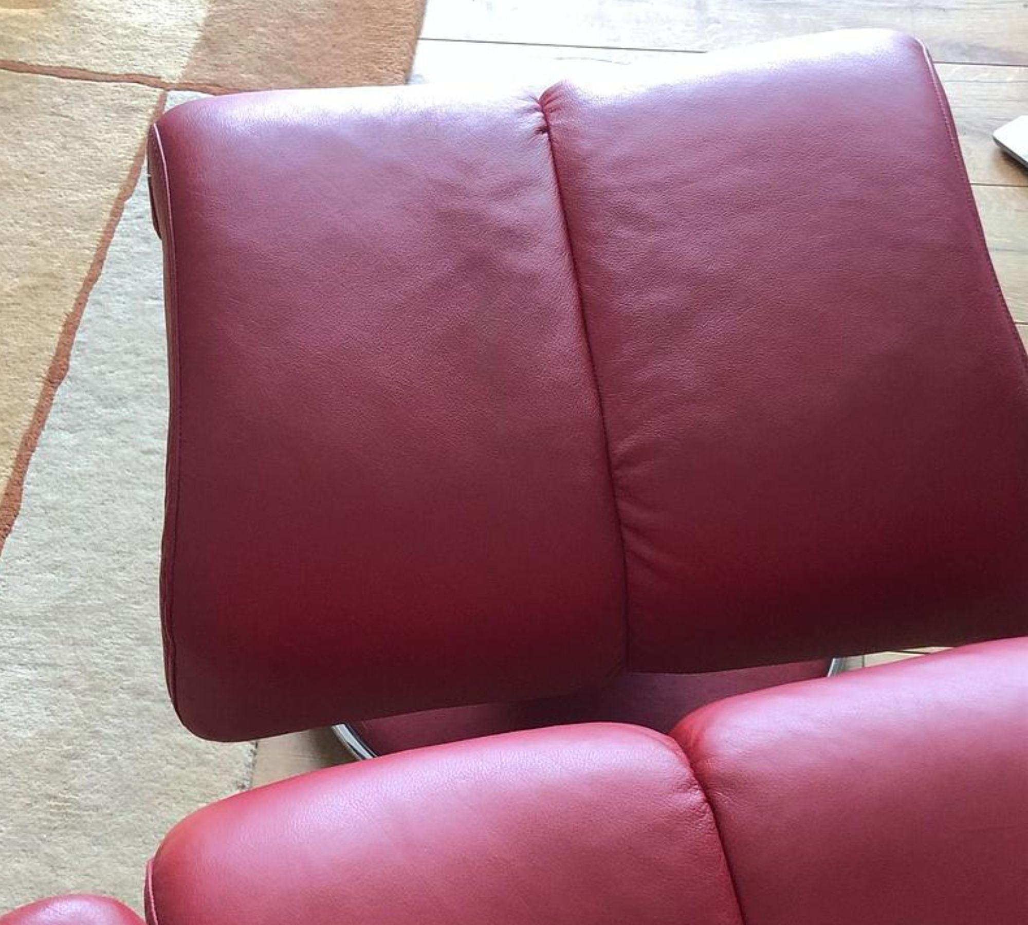 Relaxsessel mit Hocker Leder Rot 3