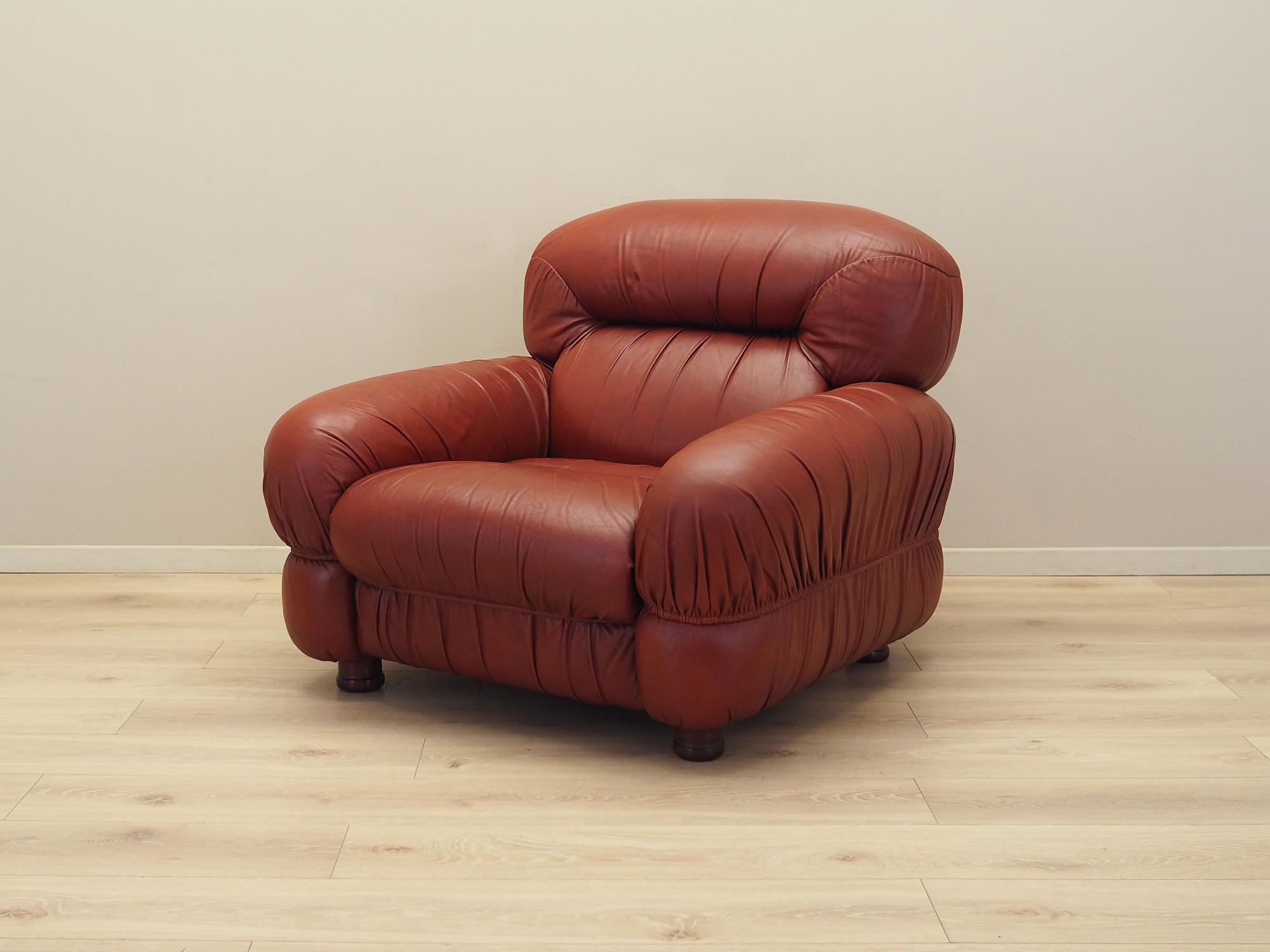 Armchair Leather Burgundy 1970s 1