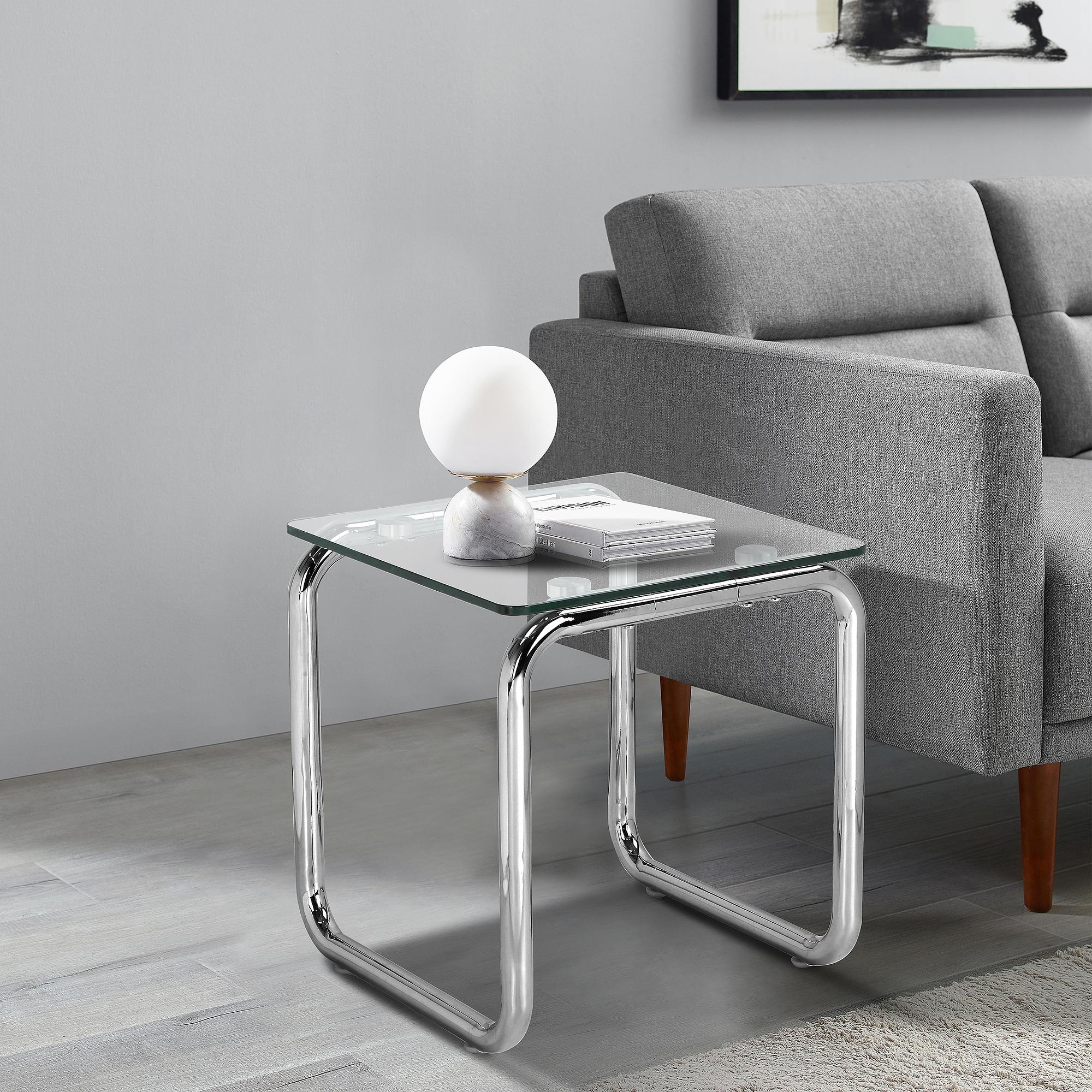 Vanston Beistelltisch Glas Metall Chrom 2