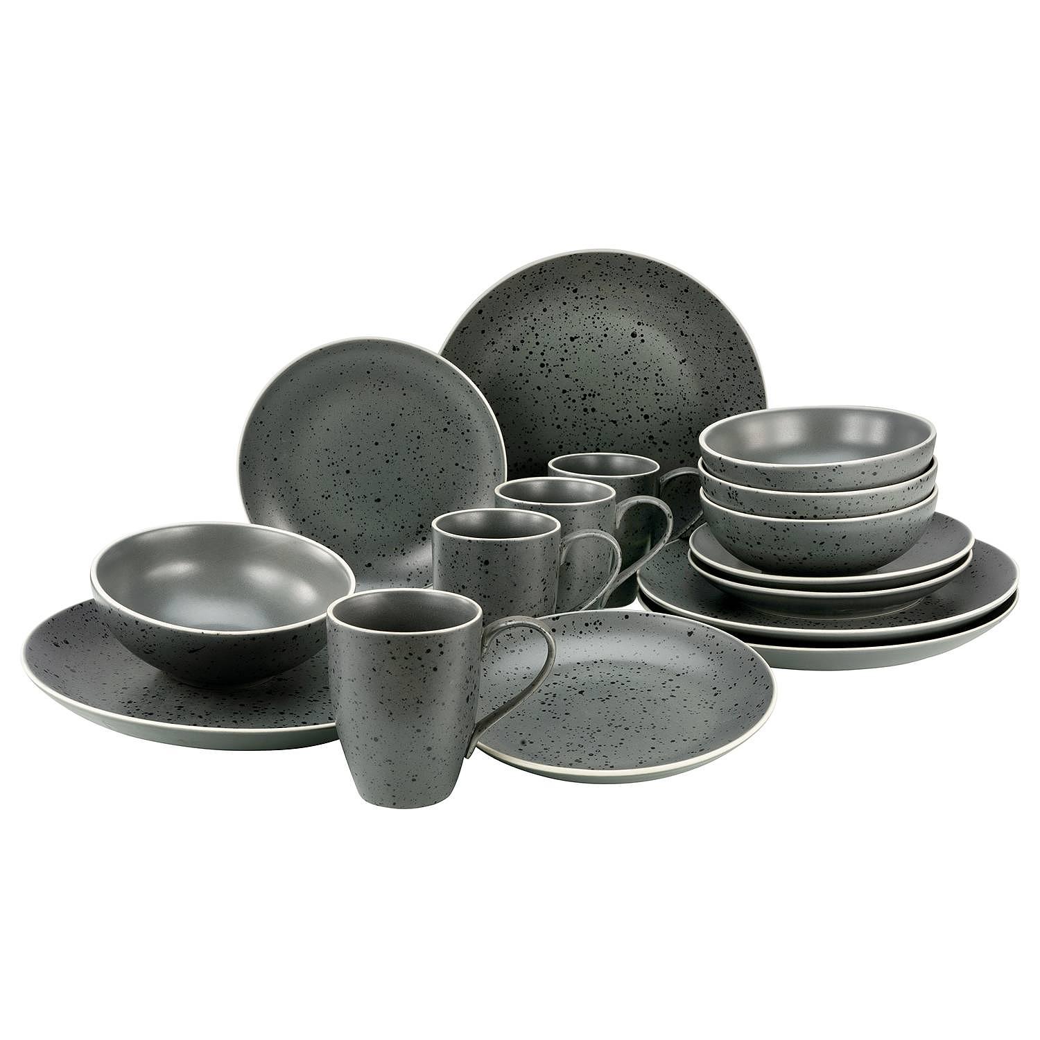 Kombiservice INDUSTRIAL CHIC 16er Set Steingut Schwarz 1