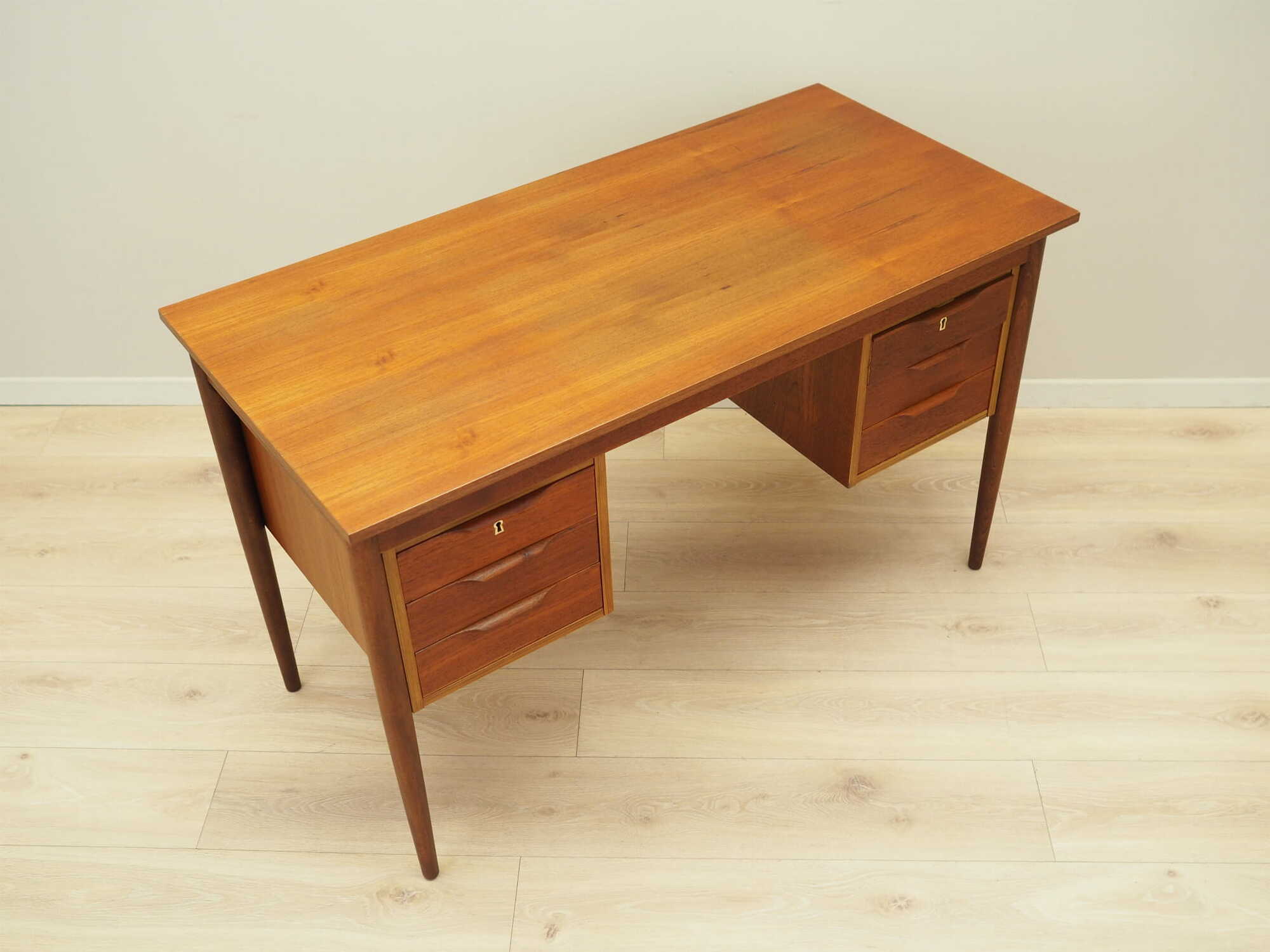 Schreibtisch Holz Braun 1960er Jahre  5