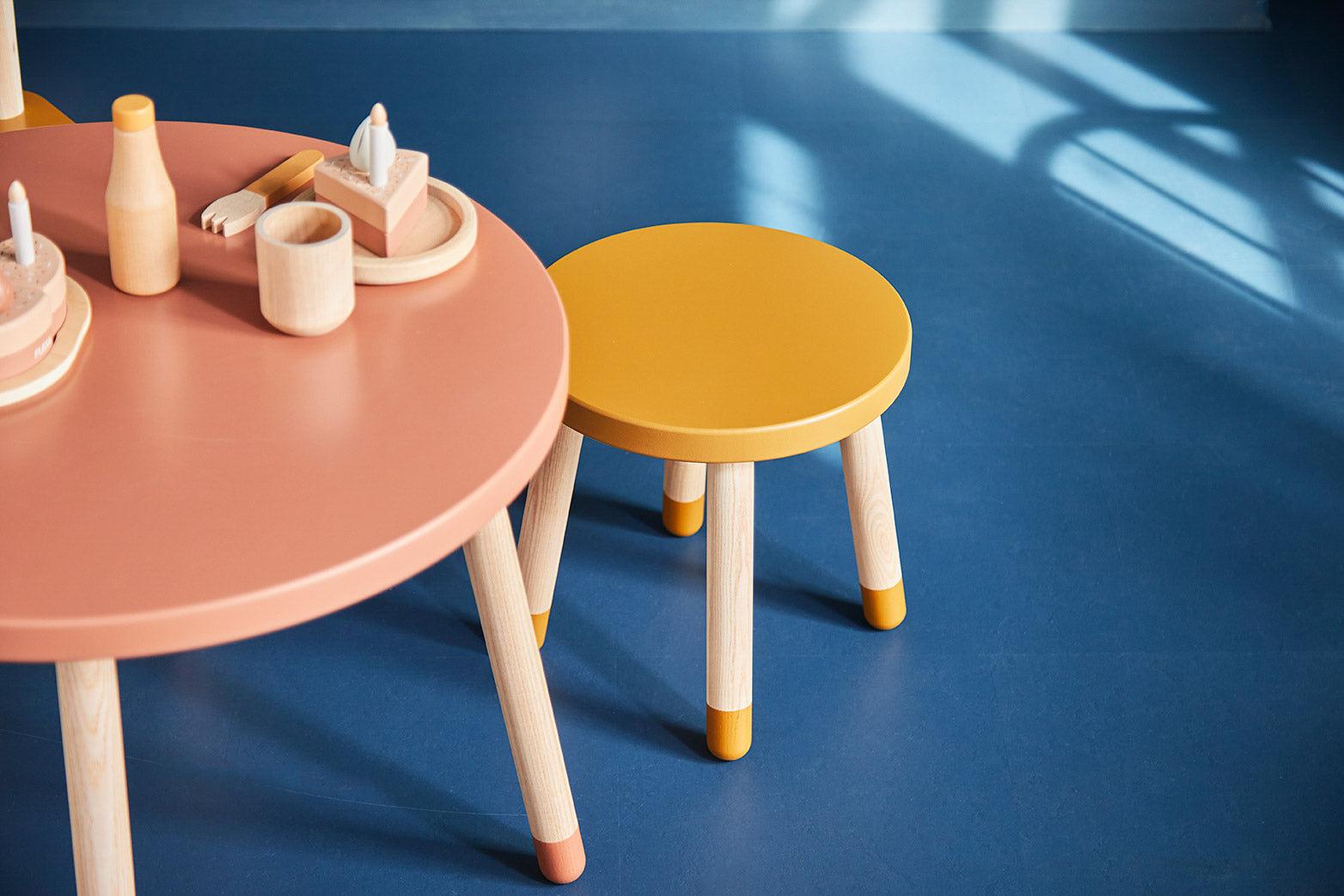 Dots Kinderhocker Eschenholz Senfgelb 0